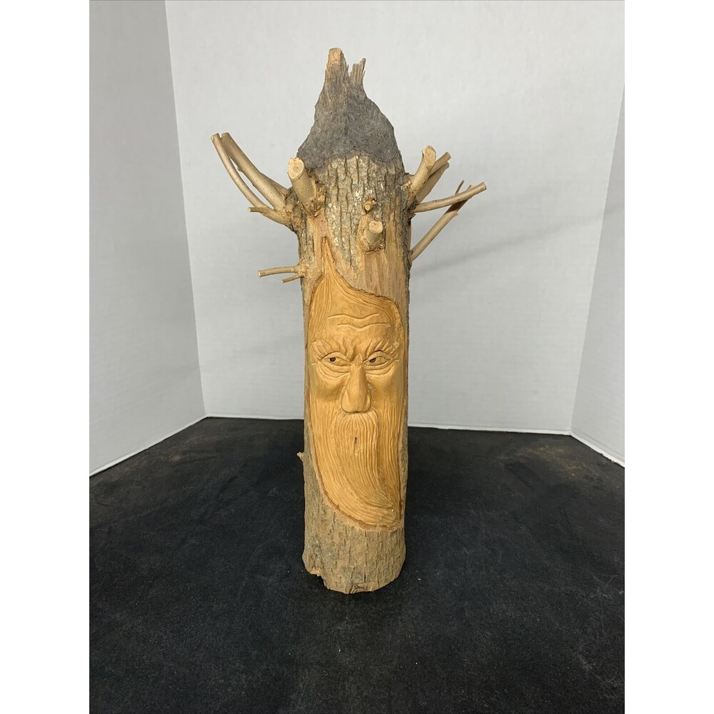 Wood Carving Wood Spirit Folk Art Fantasy Art 17”
